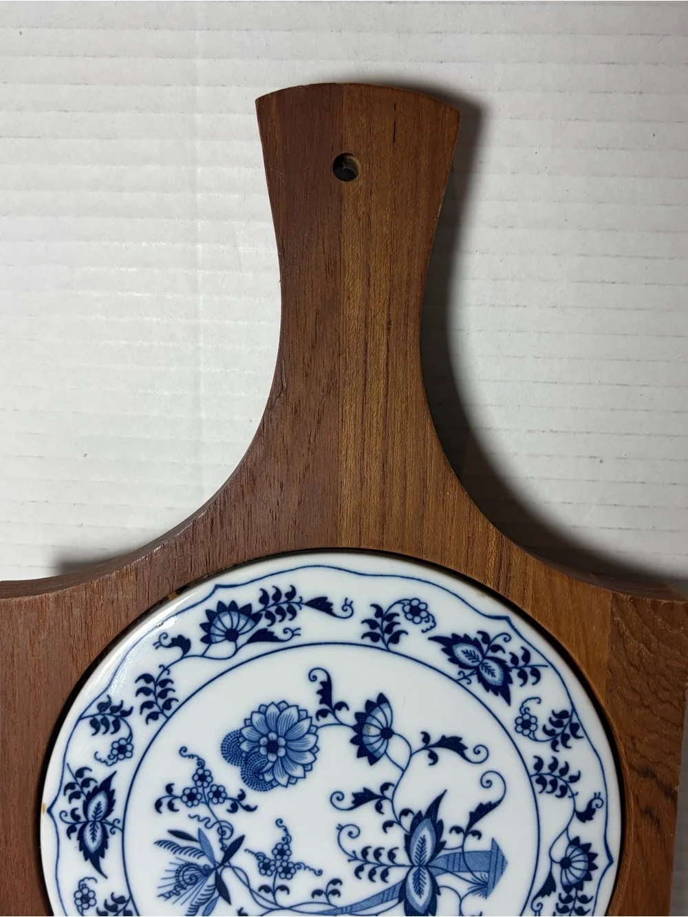 Teak Wood Cheese Board Tray Danube Blue Porcelain Tile Insert Charcuterie Board